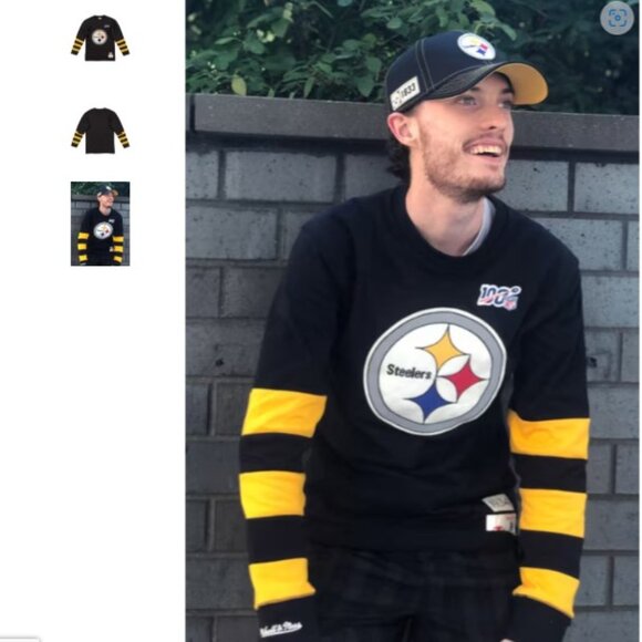 NEW! Mitchell and Ness Pittsburgh Steelers Black Team Inspired Long Sleeve - Picture 3 of 3